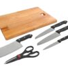 Wooden Chopping Board with Knife Set and Scissor, 6 Piece Wooden Chopping Board with Knife Set and Scissor, 6 Piece Stainless Steel Kitchen Knife Knives Set with Knife Scissor, Knife Sets