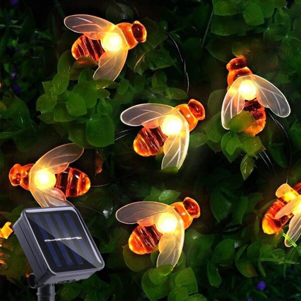 XERGY Solar String Lights Waterproof 30 LED 8 Mode Cute XERGY Solar String Lights Waterproof 30 LED 8 Mode Cute Bee Lights Outdoor Lights Starry Fairy Lights,Wedding Home Gardens Patio Party Christmas Tree Decor(Warm White)