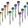 XSOURCE Solar Outdoor Lights, Solar Lights Outdoor Waterproof, Stainless Steel LED Pathway Lights Outdoor Solar Lights Solar Garden Lights for Patio, Lawn, Yard and Landscape (Multicolor, Pack of 10)