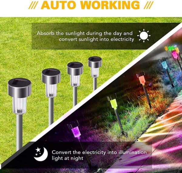 XSOURCE Solar Outdoor Lights, Solar Lights Outdoor Waterproof, Stainless Steel LED Pathway Lights Outdoor Solar Lights Solar Garden Lights for Patio, Lawn, Yard and Landscape (Multicolor, Pack of 10)