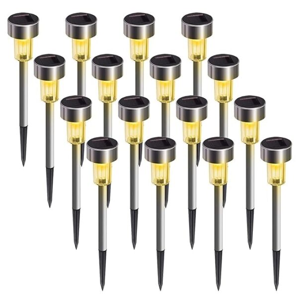 XSOURCE Solar Outdoor Lights Solar Lights Solar Garden Lights for Patio, Lawn, Yard and Landscape Stainless Steel LED Pathway Lights Outdoor Solar Lights Outdoor Waterproof (Warm White, 5)