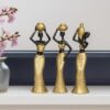 Xtore Beautiful New Golden & Black African Women for Home Decor (Pack of 3, Golden & Black)