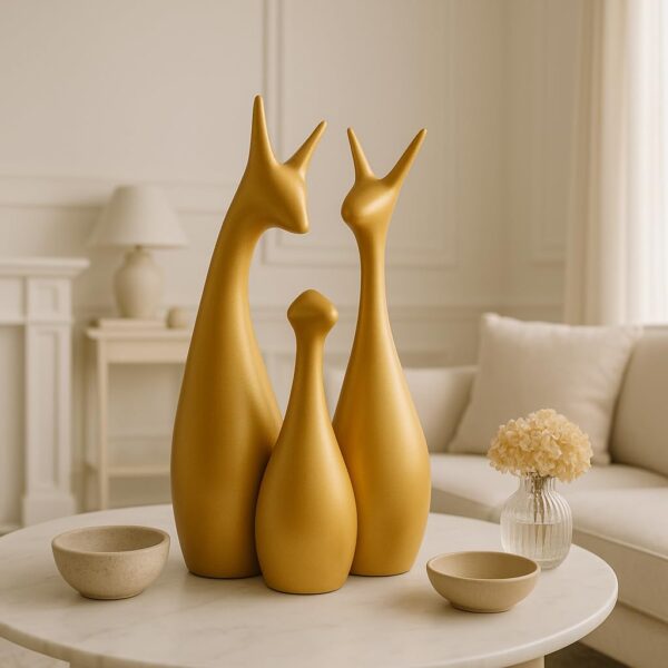 Xtore Lavish Gold Home Decor Lucky Deer Family Ceramic Figurine Xtore Lavish Gold Home Decor Lucky Deer Family Ceramic Figurine (Set of 3, Gold Matte)