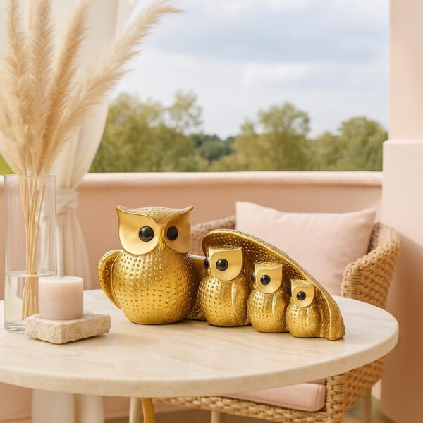 Xtore® Golden Owl Family (Mother & Child) for Home Decor (Pack of 1, Golden)