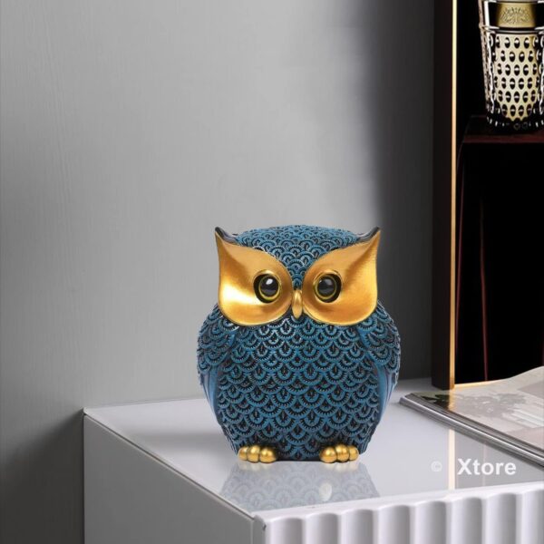 Xtore® Modern Classy Lucky Owl Resin Art Figure Showpiece (Blue), 1 Piece