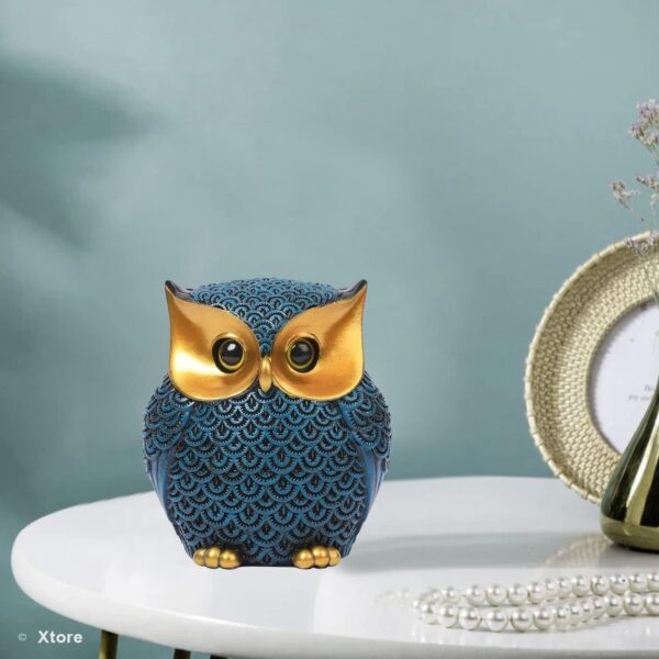 Xtore® Modern Classy Lucky Owl Resin Art Figure Showpiece (Blue), 1 Piece