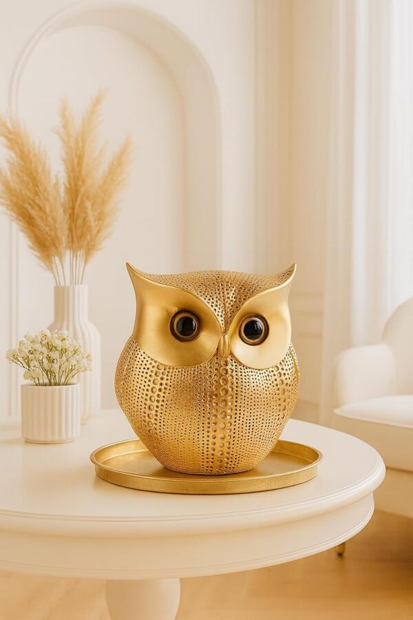 Xtore® Modern Classy Lucky Owl Resin Art Figure Showpiece (Golden), 1 Piece