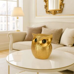 Xtore® Modern Classy Lucky Owl Resin Art Figure Showpiece (Golden), 1 Piece