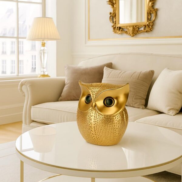 Xtore® Modern Classy Lucky Owl Resin Art Figure Showpiece (Golden), 1 Piece
