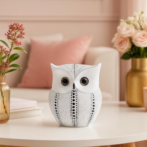 Xtore® Modern Classy Lucky Owl Resin Art Figure Showpiece -(Pack of 1, White)