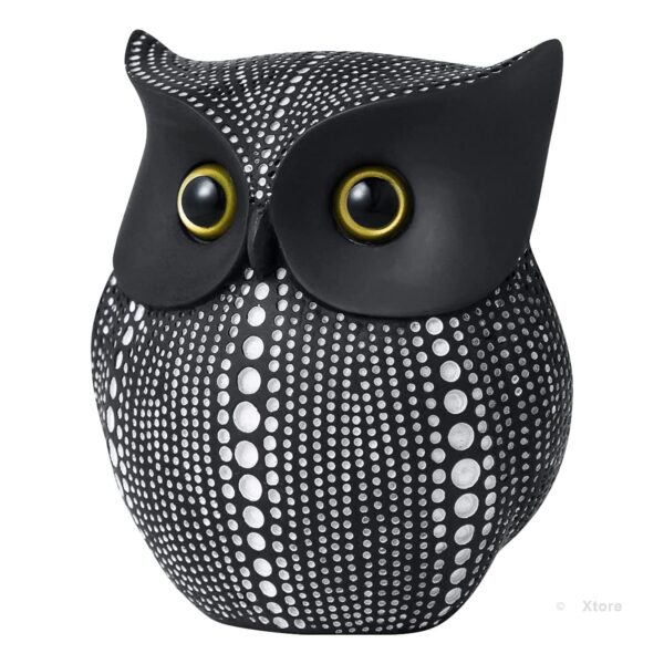 Xtore® Modern Classy Lucky Owl Resin Art Figure Showpiece -(Pack of 1, Black)