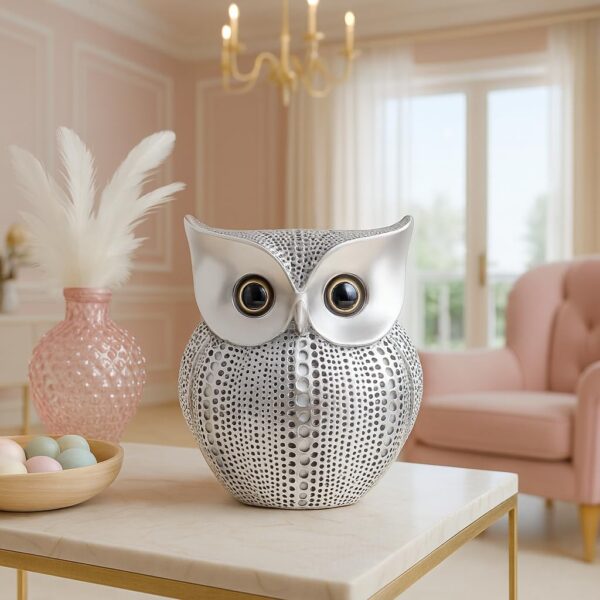 Xtore® Modern Classy Lucky Owl Resin Art Figure Showpiece (Silver), 1 Piece