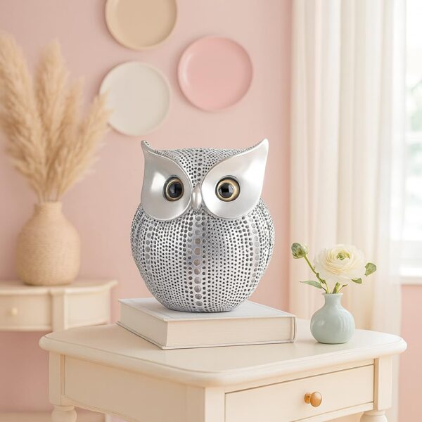 Xtore® Modern Classy Lucky Owl Resin Art Figure Showpiece (Silver), 1 Piece
