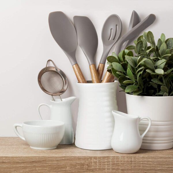 Zollyss Non Stick Silicone Spatula Spoon Laddle Utensil Set for Kitchen Cookware Tool Set, 5 Pcs (Grey)