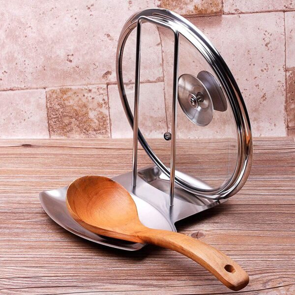 Zollyss Spoon Rest and Pot Lid Holder, Stainless Steel Pan Zollyss Spoon Rest and Pot Lid Holder, Stainless Steel Pan Pot Cover Lid Rack Shelf Stand Holder Spoon Holder Utensil Rest Stove Organizer Storage Soup Spoon Rests Kitchen Tool