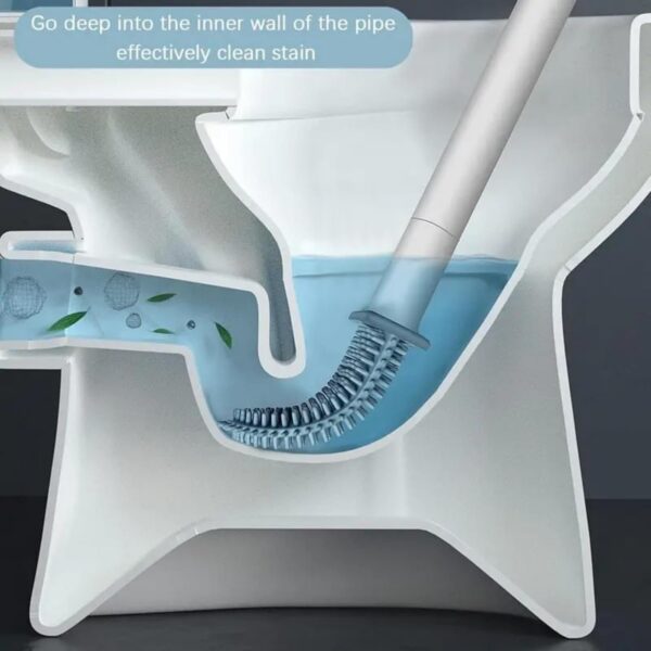 Zuku Toilet Cleaning Brush Bathroom Cleaning Accessories Toilet Brush with Holder Stand Silicon Toilet Brush Cleaner Commode Cleaning Brush Wall Mounted Bathroom Cleaning Accessories(White,Pack of 2)