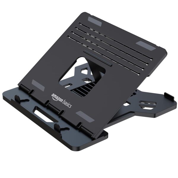 amazon basics Adjustable Laptop Riser Stand | Wide Compatibility | Multiple Adjustable Angles | Ventilated & Secure Design