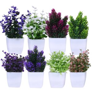 amazon basics Artificial Plants with Pot|Realistic Looking| Multi Variety |Durable Plastic | No Maintenance | Home Decor | Dimensions: 5 cm X 13 cm (Pack of 8)