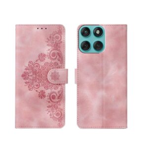 amazon basics Moto Edge 60 Fusion 5G Flip Cover | Card Pockets Wallet & Stand | Flip Cover for Moto Edge 60 Fusion 5G (Pink Flower)