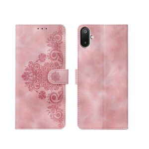 amazon basics Samsung Galaxy M06 5G Flip Cover | Card Pockets Wallet & Stand | Flip Cover for Samsung Galaxy M06 5G (Pink Flower)