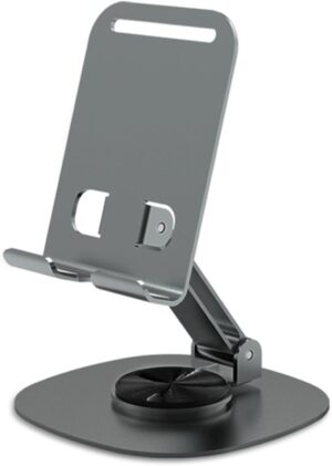 coku Mobile Phone Stand 360° Rotation Height and Angle Adjustable coku Mobile Phone Stand 360° Rotation Height and Angle Adjustable Cell Phone Stand for Desk Office Foldable Desktop Phone Holder for Smartphone 4-10'' Tablet Holder (Gray)