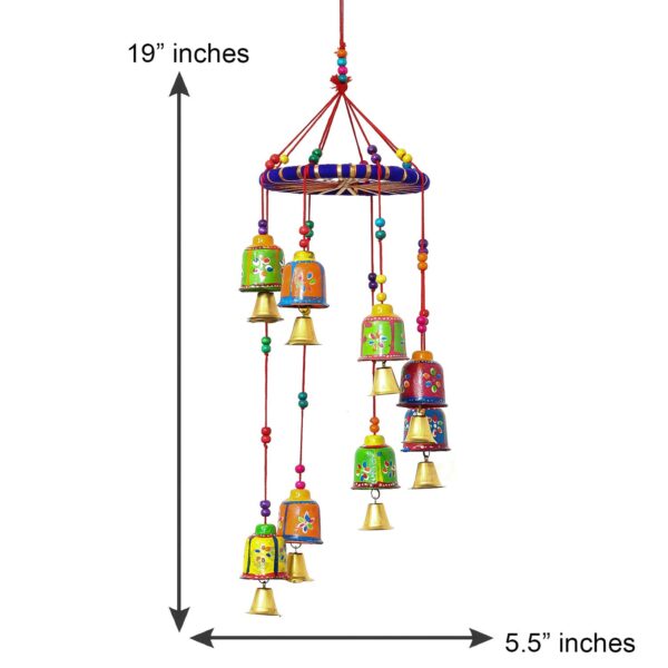 eCraftIndia Multicolour Handcrafted Decorative Window Door Wall Hanging Bells Wind Chimes Decorative Showpiece| Diwali Decoration Items for Home Decor| Gift for Diwali Navratri Housewarming