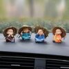 eCraftIndia Set of 4 Resin Buddha Monk Statue with Hat| Think No Evil Speak No Evil Hear No Evil See No Evil| Buddha Statues for Home Decor Living Room Office Car Dashboard Showpiece Gift for Birthday