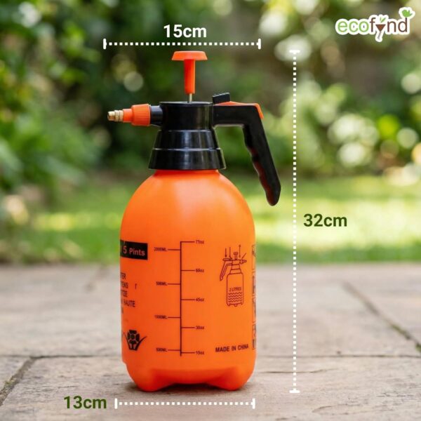 ecofynd 2L Pressure Spray Pump Bottle with Adjustable Nozzle, Heavy Duty Gardening Water Pump Sprayer, Water Sprayer for Home Garden Lawn Plants Watering & Cleaning (GSPRAY002)