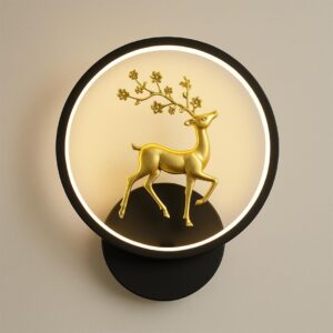 fizzytech Deer Lamp – Modern Decorative Wall Light with Golden fizzytech Deer Lamp – Modern Decorative Wall Light with Golden Deer Design | Round LED Wall Lamp with 3 Color Modes | Perfect for Living Room, Bedroom, Hallway & Home Interior Decor
