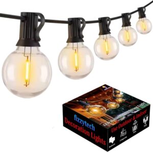 fizzytech Outdoor G40 LED Globe String Lights, 25 Feet 25 Bulb Light for Backyard Terrace Cafe Garden Balcony Party Decor Diwali Lights for Home