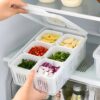 hago Refrigerator Organizer Container with 6 Grid Compartments | 1200 hago Refrigerator Organizer Container with 6 Grid Compartments | 1200 ML Fridge Storage Box for Vegetables & Fruits | BPA-Free Kitchen Storage Container for Fridge Organisation