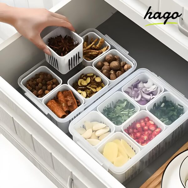 hago-Refrigerator-Organizer-Container-with-6-Grid-Compartments-1200-ML-Fridge-Storage-Box-for-Vegetables-Fruits-BPA-Free-Kitchen-Storage-Container-for-Fridge-Organisation.jpg hago Refrigerator Organizer Container with 6 Grid Compartments | 1200 ML Fridge Storage Box for Vegetables & Fruits | BPA-Free Kitchen Storage Container for Fridge Organisation