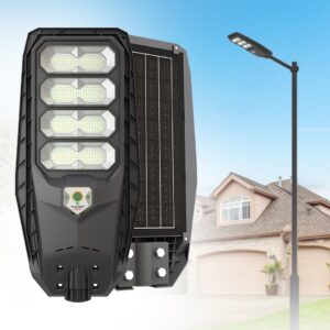 hardoll 400W All in One Solar Street Light LED Outdoor hardoll 400W All in One Solar Street Light LED Outdoor Waterproof Motion Sensor Lamp for Home Garden 15000mah Battery Remote Controlled(ABS,Cool White-Pack of 1) Battery Replaceable