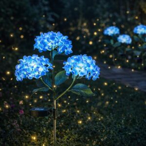hardoll Plastic Solar Decorative Light Hydrangea Flower Shaped RGB Color LED Lamp For Waterproof Outdoor Home Garden Yard(Blue Color-Pack Of 1)