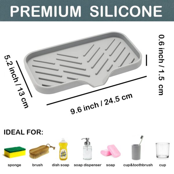 iDream Medium Multi-Purpose Silicone Sink Drainer Mat – Flexible Kitchen Sink Organizer Tray for Soap, Dish Sponge, Tools Storage, and Drying, Non-Slip Silicone Holder for Countertops