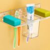iSTAR 4 in 1 Multipurpose White Plastic Unbreakable Soap Dish Tooth Brush Holder Home Acrylic Bathroom Faucets Accessories 4 in 1 Corner Plastic Wall Shelf (1)
