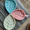 iSTAR Plastic 3Pcs Beautiful Leaf Shape Double Layer Soap Dish Case Holder Bathroom Accessories (Soap Dish - Set of 3) (Pink, Blue, Green)