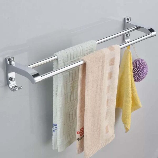 iSTAR Towel Rod Double Rod Silver Towel Holder 24 inch Longer 2 Bar Towel Rod (Stainless Steel) (1)