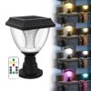 kh Solar Gate Light with Remote Control | Warm White, kh Solar Gate Light with Remote Control | Warm White, Cool White & RGB Modes | 10W LED Post Lamp | IP65 | Automatic Dusk to Dawn | Solar Pillar Light for Gate, Garden, Wall & Boundary