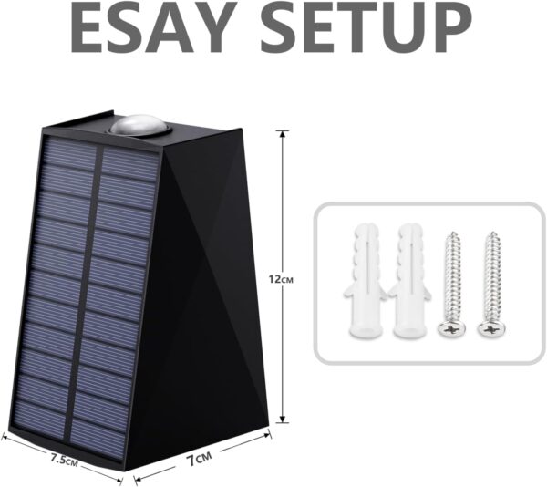 kh Solar Outdoor Lights Up and Down 2 LED Outdoor Lamp Solar Path Wall Lights, IP65 Waterproof Patio Wall Light, Exterior Lights for House Garage Garden (Warm White) (Pack of 1)