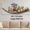 pranjals house Metal Wall Hanging Decor with LED | Rajasthani Royal Baarat Wall Art for Living Room, Bedroom & Office | Large Metal Wall Sculpture 46x19 Inch
