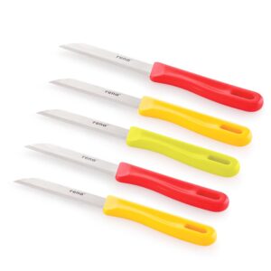 rena Stainless Steel Serrated Knife Set – 5 piece 90 mm Sharp Knife Set for Kitchen Use, for Fruits, Vegetables, Bread. Rust Resistant, Dishwasher Safe & Long Lasting