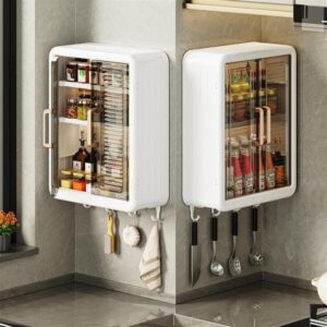 𝟑 𝐒𝐡𝐞𝐥𝐯𝐞𝐬 Multipurpose Bathroom Organiser Without Drill Plastic Wall Mounted Storage Cabinet for Kitchen and Bathroom with Shelves & Door| Organiser for, Essentials, Makeup, Skincare