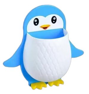1 Pcs Penguins Shape Toothbrush Holder Plastic Stand for Toothpaste, Comb, Brush, Cream, Lotion Kids Bathroom Cup Drain Waterproof Self-Adhesive Set of 1,Multicolor