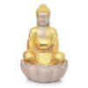 1.5 Feet Unbreakable Fiber Buddha Water Fountain | Warm Lights & Motor | for Home Office & Garden Decor Vastu & Positive Energy | Made in India (Golden)