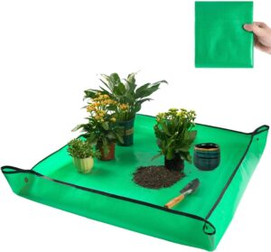 100 x 100 cm Repotting Mat for Indoor Plant Transplanting 100 x 100 cm Repotting Mat for Indoor Plant Transplanting and Mess Control Thickened Waterproof Potting Tray Foldable Succulent Potting Mat Portable Gardening Mat Garden Gifts (39.5"x 39.5")