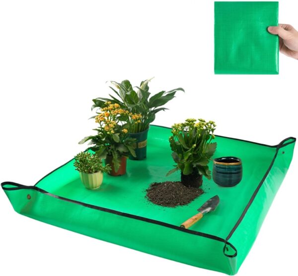 100 x 100 cm Repotting Mat for Indoor Plant Transplanting 100 x 100 cm Repotting Mat for Indoor Plant Transplanting and Mess Control Thickened Waterproof Potting Tray Foldable Succulent Potting Mat Portable Gardening Mat Garden Gifts (39.5"x 39.5")