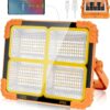 100W LED Construction Spotlight Solar Light Portable, 10000LM 12000mAh Battery 100W LED Construction Spotlight Solar Light Portable, 10000LM 12000mAh Battery Work Light USB Rechargeable Battery, 4 Light Modes, Camping Fox Lamp for Emergency Portable Outdoor, Construction, Garage