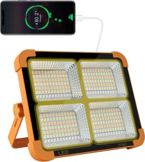 100W Solar LED Flood Light with Remote | 2400mAh Battery 100W Solar LED Flood Light with Remote | 2400mAh Battery | IP66 Waterproof Outdoor Security Light | Solar Powered for Garage, Garden, Farm, Camping