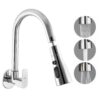 10X Rotatable Brass Kitchen Sink Tap ST-41023 Rotatable Neck Triple Flow, 3 Function Shower Flow/Foam, Anit Splash Wall Mount, Chrome Plate
